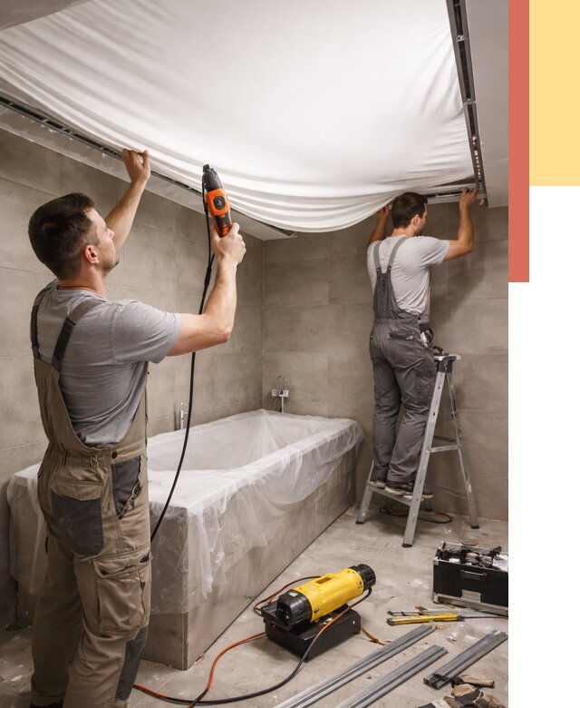 Монтаж натяжного потолка в ванной в Комсомольске-на-Амуре от 1224 руб. под ключ | ОТДЕЛОЧНИК-Кмс