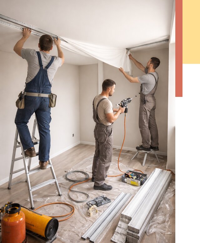 Монтаж натяжного потолка в студии в Комсомольске-на-Амуре от 5612 руб. — быстро и недорого | ОТДЕЛОЧНИК-Кмс