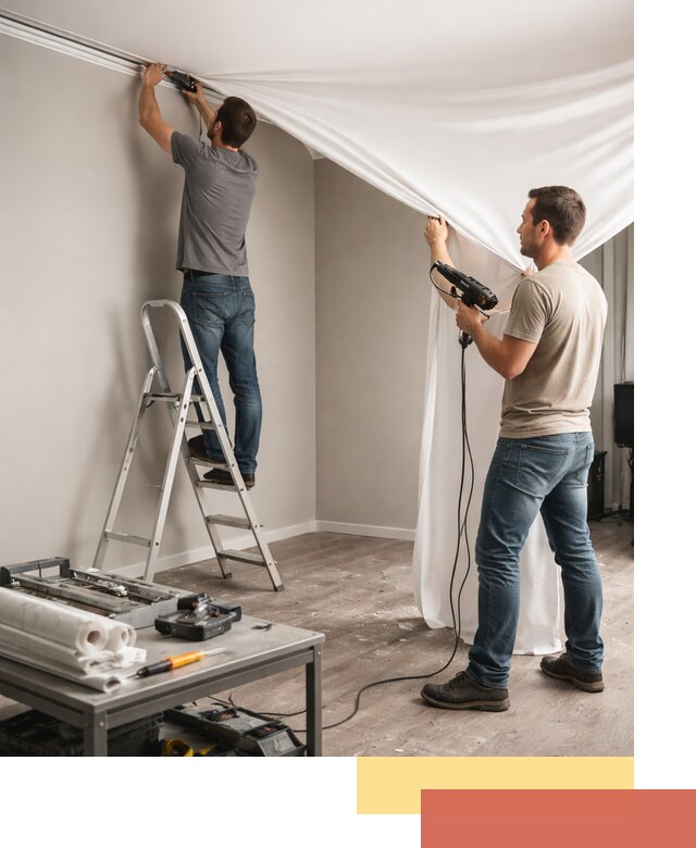 Монтаж натяжного потолка в студии в Комсомольске-на-Амуре