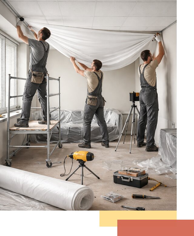 Монтаж натяжного потолка в офисе в Комсомольске-на-Амуре