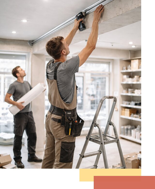 Монтаж натяжных потолков в магазине в Комсомольске-на-Амуре