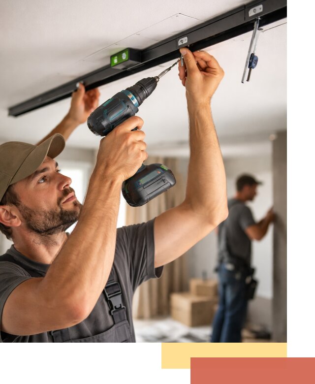 Установка трековых светильников в натяжной потолок в Комсомольске-на-Амуре