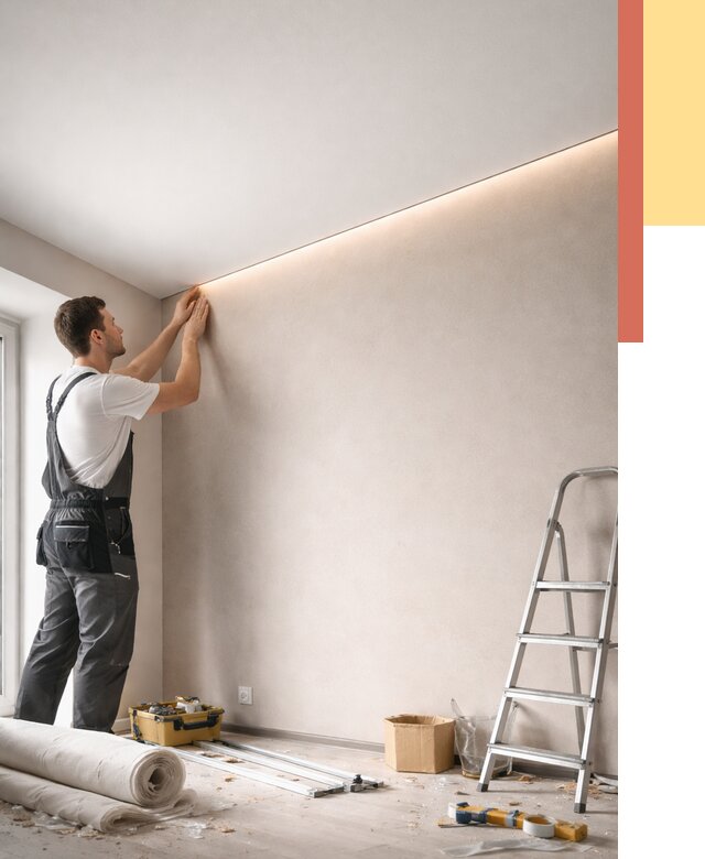 Теневые натяжные потолки в Комсомольске-на-Амуре от 8367 руб. под ключ | ОТДЕЛОЧНИК-Кмс