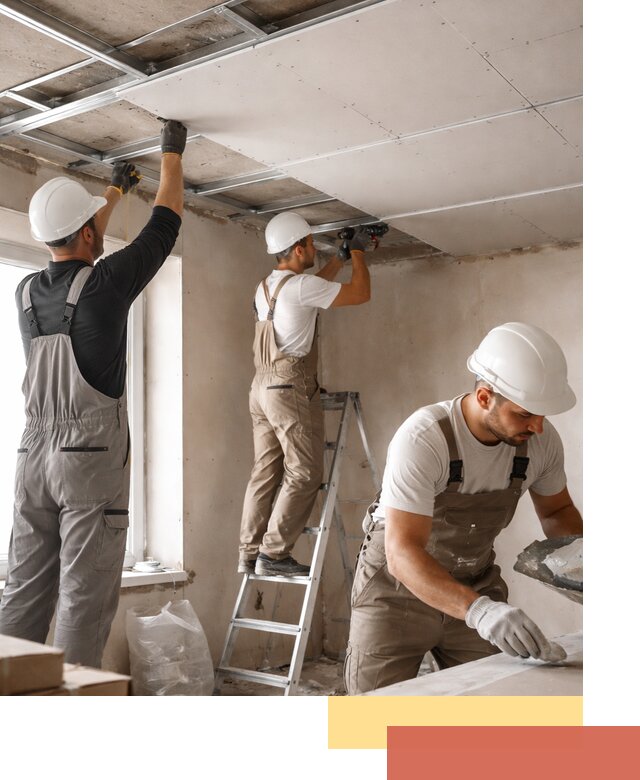 Одноуровневый потолок из гипсокартона в Комсомольске-на-Амуре — монтаж и отделка