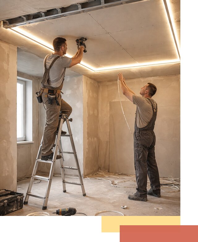 Потолок из гипсокартона с подсветкой в Комсомольске-на-Амуре