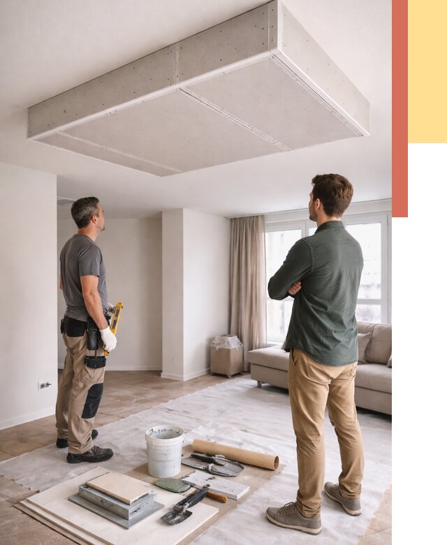 Короб на потолке из гипсокартона в Комсомольске-на-Амуре от 2245 руб. — монтаж и услуги под ключ | ОТДЕЛОЧНИК-Кмс