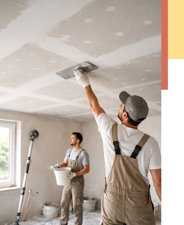Шпаклевка потолка из гипсокартона в Комсомольске-на-Амуре от 3265 руб./м2 — услуги под ключ | ОТДЕЛОЧНИК-Кмс