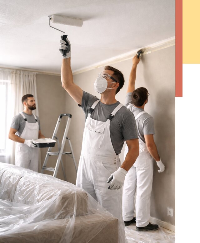 Покраска потолка водоэмельсионной краской в Комсомольске-на-Амуре от 2245 руб/м² — услуги под ключ | ОТДЕЛОЧНИК-Кмс