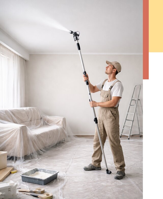 Покраска потолка краскопультом в Комсомольске-на-Амуре от 4592 руб. быстро и недорого | ОТДЕЛОЧНИК-Кмс