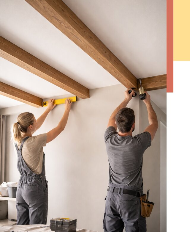 Монтаж декоративных балок на потолок в Комсомольске-на-Амуре от 4286 руб. — ОТДЕЛОЧНИК-Кмс